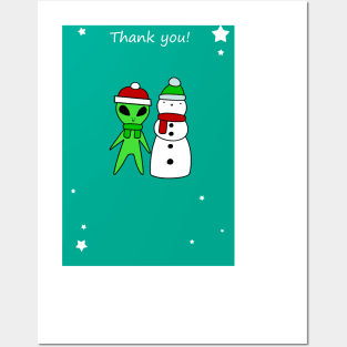 Thank You - Alien and Snowman Posters and Art